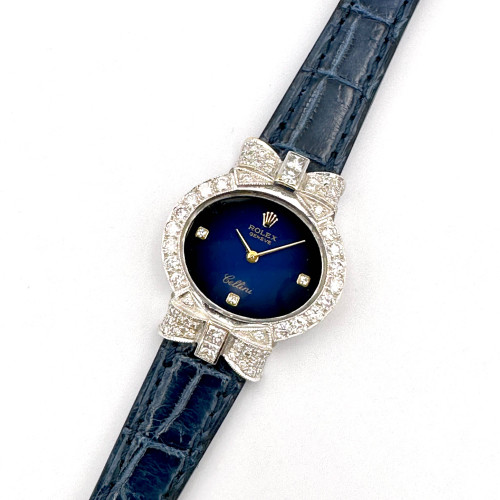 ROLEX Cellini 4081 Year 1976 Winding 18k Gold Diamonds Lady Size 25 mm. (Pre-owned)