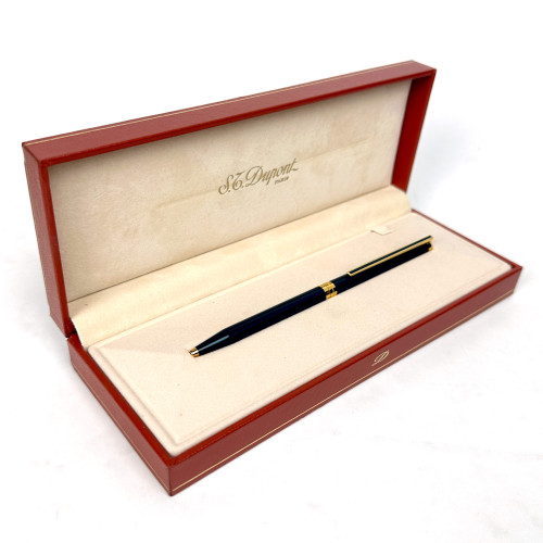 ปากกา DUPONT Classic Laque de Chine ตัวเรือนน้ำเงินพร้อมชุดเหน็บทองยาว สภาพเดิมสวยมาพร้อมกล่อง