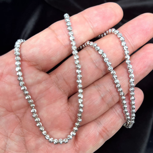 สร้อยคอทองคำ Italy 18k White gold ลายลูกปัดแกะสลักน้ำหนักช่างรวม 11.4 กรัม 4