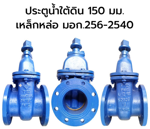 วาล์วประตูน้ำเหล็กหล่อหน้าแปลน ใต้ดิน ขนาด 6 นิ้ว (มอก.)