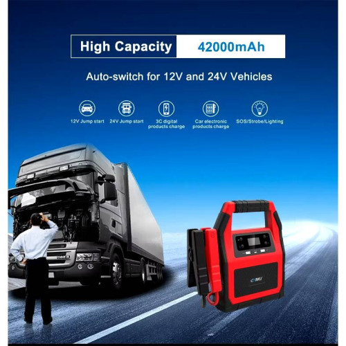 เครื่องจั๊มสตาร์ทแบตเตอรี่ Carku รุ่น 99C ขนาด 12V/24V 42000 mAh